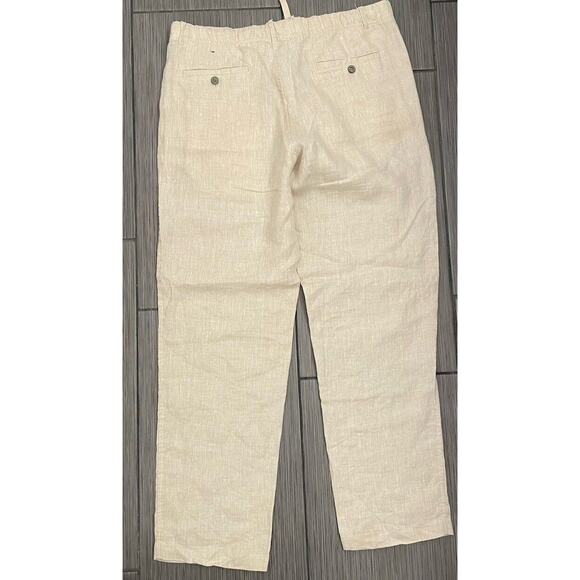 Tasso Elba Island Woman’s Cream 100% Linen Wide Leg Pants Size Large Drawstring - Picture 3 of 6
